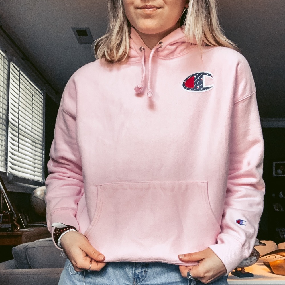 Pink Champion Reverse Weave Hoodie